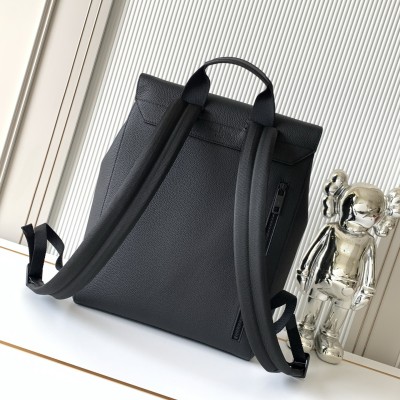 Louis Vuitton - Flap Backpack in Black Original Leather from the LV Aerogram Series