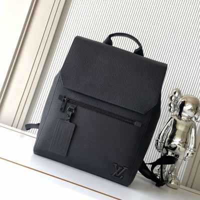Louis Vuitton - Flap Backpack in Black Original Leather from the LV Aerogram Series