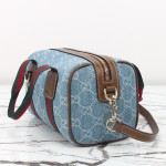 Gucci 859975 Blue Denim and Brown Leather Handbag