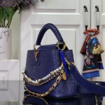 Louis Vuitton Capucines M11908 Mini & BB Handbag in Ostrich-Embossed Leather with Pearl Chain