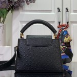 Louis Vuitton Capucines M11908 Mini & BB Handbag in Ostrich-Embossed Leather with Pearl Chain