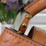 Louis Vuitton Capucines M11908 Mini & BB Handbag in Ostrich-Embossed Leather with Pearl Chain