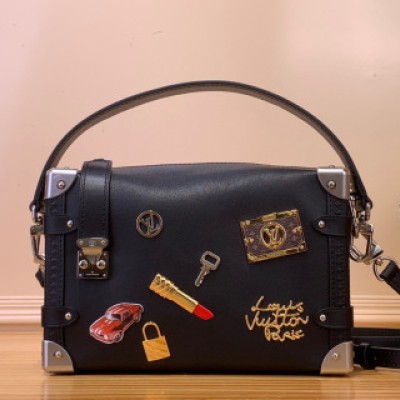 Louis Vuitton - Side Trunk Medium Handbag M25568 Black Leather
