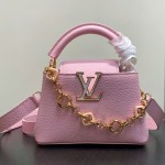 Louis Vuitton Capucines BB M14970 Black / Pink Chain Leather