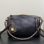 Louis Vuitton Express Small Handbag M26039 Black and M26360 Elephant Grey Leather Pillow Bag