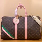 Louis Vuitton Keepall Bandoulière 45 M25822 Monogram Pink Print