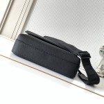Louis Vuitton Fastline Messenger Bag in Black Soft Calf Leather with Front Pocket and Adjustable Strap