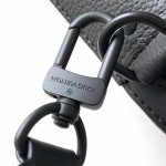 Louis Vuitton Fastline Messenger Bag in Black Soft Calf Leather with Front Pocket and Adjustable Strap