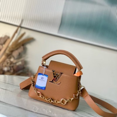 Louis Vuitton - Capucines Mini M14381 Harmony Series Taurillon Leather with Decorative Monogram Chain (Mini & Small)