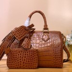 Louis Vuitton Speedy P9 Bandoulière 25 M24425 - Brown Crocodile-Embossed Leather Handbag with Monogram