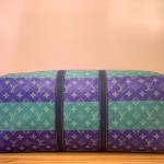 Louis Vuitton Keepall Bandoulière 50 M25900 - Blue-Green Floral Monogram HR Canvas with Rugby Stripes
