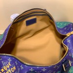 Louis Vuitton Keepall Bandoulière 50 M25900 - Blue-Green Floral Monogram HR Canvas with Rugby Stripes