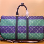 Louis Vuitton Keepall Bandoulière 50 M25900 - Blue-Green Floral Monogram HR Canvas with Rugby Stripes