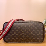 Louis Vuitton Neverfull Inside Out M15124 with cat print on Monogram canvas and fabric shoulder strap