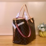 Louis Vuitton Neverfull Inside Out M15124 with cat print on Monogram canvas and fabric shoulder strap