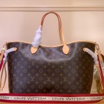 Louis Vuitton Neverfull Inside Out M15124 with cat print on Monogram canvas and fabric shoulder strap