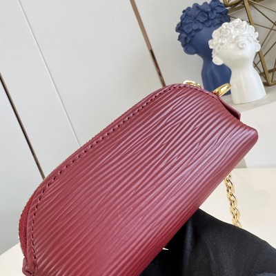 Louis Vuitton - Lipstick Mini Cosmetic Pouch Monogram Canvas Chain (M25686 Pink / M25687 Red / M25685 Burgundy)