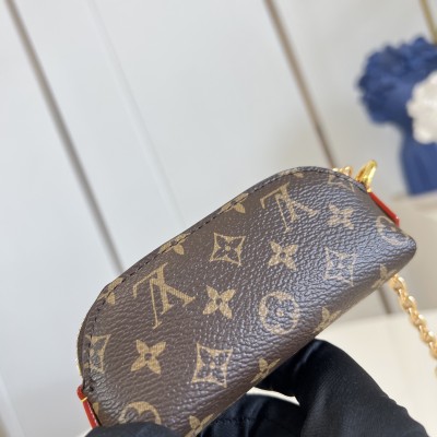 Louis Vuitton - Lipstick Mini Cosmetic Pouch Monogram Canvas with Chain(M25694 Yellow Floral / M25694 Monogram)