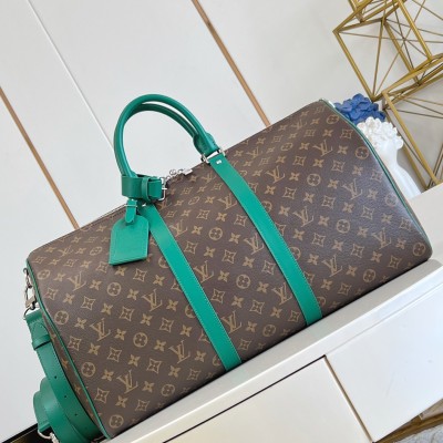 Louis Vuitton - Keepall Bandoulière 45 Travel Bag Monogram Eclipse Canvas Deep Green M56711