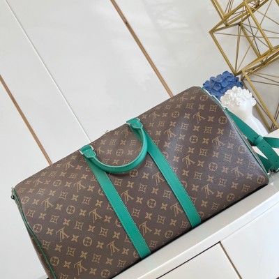 Louis Vuitton - Keepall Bandoulière 45 Travel Bag Monogram Eclipse Canvas Deep Green M56711