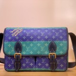 Louis Vuitton Satchel Messenger Bag M15187 in Teal Green Monogram Heritage canvas with aged metal buckles