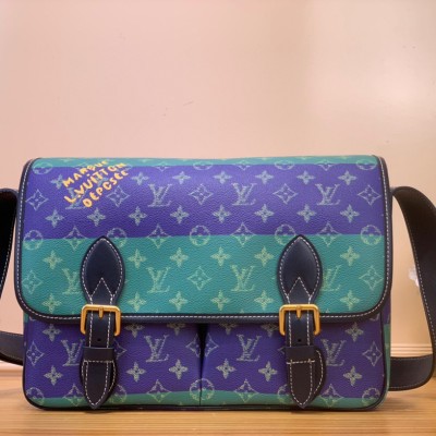 Louis Vuitton - Satchel Messenger Bag M15187 Teal Green Monogram Heritage