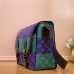 Louis Vuitton Satchel Messenger Bag M15187 in Teal Green Monogram Heritage canvas with aged metal buckles