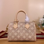 Louis Vuitton Speedy 20 Bandoulière Handbag with Cat Charm in Meowgram Canvas