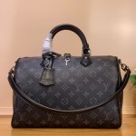 Louis Vuitton Speedy Soft 30 Handbag M15102 in Monogram Eclipse canvas with chain straps and leather key pouch