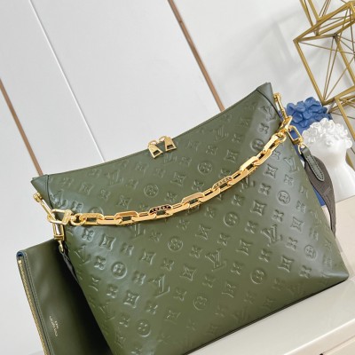 Louis Vuitton - Coussin Hobo MM M15228 Green Quilted Leather Monogram Embossing