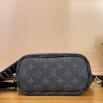 Louis Vuitton Neverfull Bandoulière Inside Out BB M15210 featuring Monogram Eclipse and grain leather with silver hardware