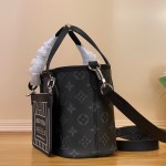 Louis Vuitton Neverfull Bandoulière Inside Out BB M15210 featuring Monogram Eclipse and grain leather with silver hardware