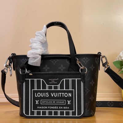 Louis Vuitton - Neverfull Bandoulière Inside Out BB M15210 Black Monogram Eclipse with Silver Hardware