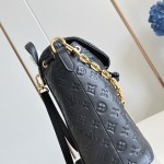 LV Coussin Backpack Medium Black replica with monogram embossed leather