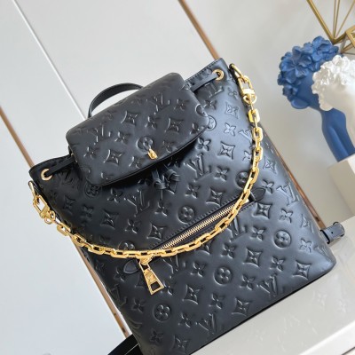 Louis Vuitton - Coussin Backpack MM Black Monogram Embossed Leather