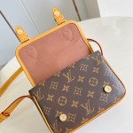 Louis Vuitton Satchel Mini Handbag from the Monogram Archive Collection with Aged Leather Trim and Gold Hardware