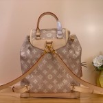 Louis Vuitton Montsouris Small Backpack M15135 featuring Meowgram pattern and detachable cat-shaped key pouch