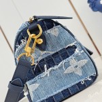 Louis Vuitton Speedy 25 Bandoulière Denim Handbag with Monogram and Damier Patterns