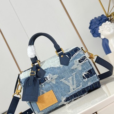 Louis Vuitton - Speedy 25 Bandoulière M15276 Denim Handbag with Monogram and Damier Patterns