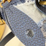 Louis Vuitton Speedy 25 Bandoulière Denim Handbag with Monogram and Damier Patterns