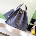 Chanel 25K Drawstring Bucket Bag AS5311 Brown Blue Green Suede