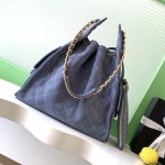Chanel 25K Drawstring Bucket Bag AS5311 Brown Blue Green Suede