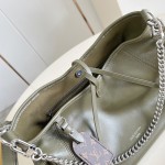 Louis Vuitton CarryAll Cargo Vibe Small Handbag in Green Lambskin Leather with Removable Chain and Monogram Logo