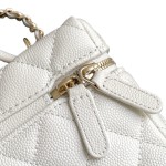 Chanel 25BLP Handle Box Bag Caviar Calfskin Black Gold Hardware