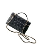 Chanel 25BLP Handle Box Bag Caviar Calfskin Black Gold Hardware