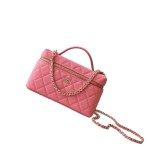 Chanel 25BLP Handle Box Bag Caviar Calfskin Black Gold Hardware