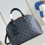 Louis Vuitton Alma PM Handbag in Monogram Canvas with Gold Lock and Key and Detachable Shoulder Strap