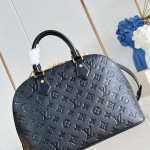 Louis Vuitton Alma PM Handbag in Monogram Canvas with Gold Lock and Key and Detachable Shoulder Strap