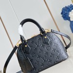 Louis Vuitton Alma BB Handbag in Monogram Canvas with Gold Lock and Key and Detachable Shoulder Strap