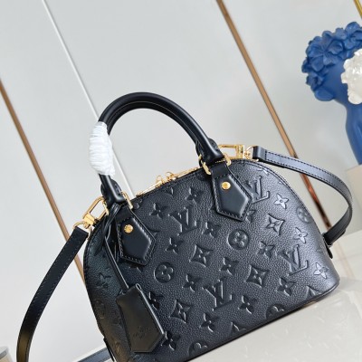 Louis Vuitton - Alma BB Monogram Canvas Handbag with Gold Lock and Key